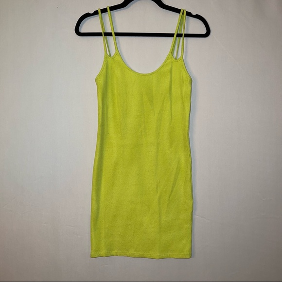 Zara ribbed lime green mini dress size medium - Picture 1 of 5